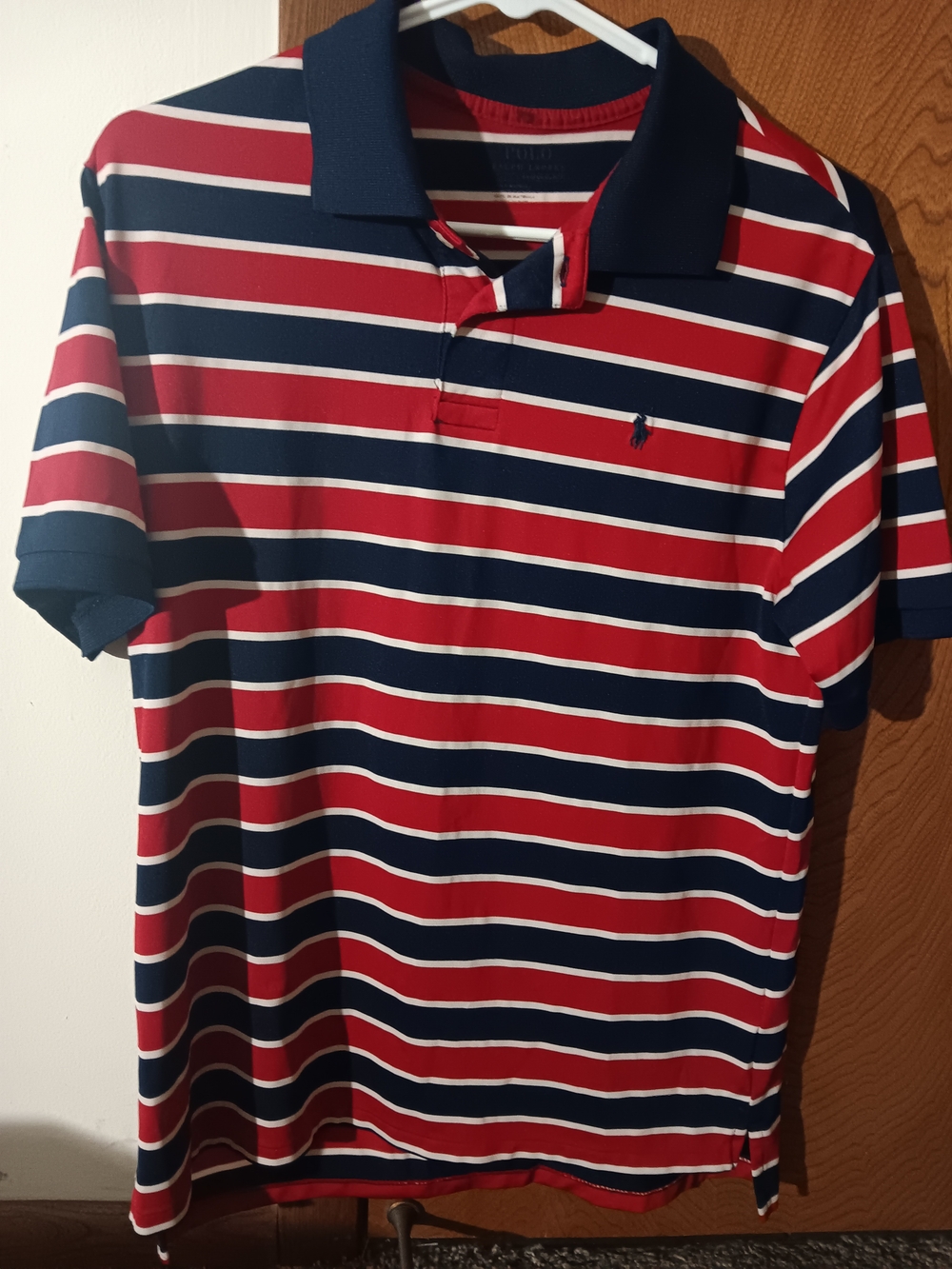 Polo by Ralph Lauren Red, Navy & White Striped Polo Shirt